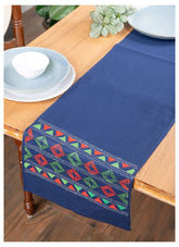 Blue Diamonds Kantha Cotton dining Table Runner