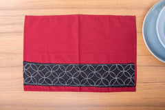 Maroon Black Kantha Cotton Table mat- set of 4