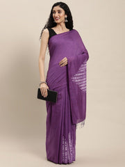Purple Woven Shibori Silk Cotton Saree