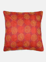 Cream Rust Kantha Silk Reversible Cushion Cover - Pack of 1