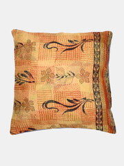 Red Brown Kantha Silk Reversible Cushion Cover - Pack of 1