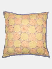 Cream Rust Kantha Silk Reversible Cushion Cover - Pack of 1