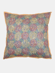 Grey Green Kantha Silk Reversible Cushion Cover - Pack of 1