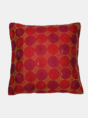 Cream Grey Kantha Silk Reversible Cushion Cover - Pack of 1