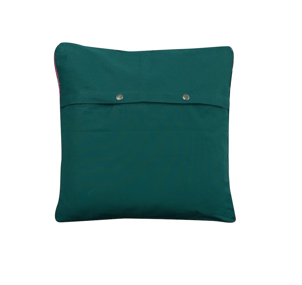 Beautiful Blue Green Silk Hand Kantha Work Reversible Cushion Cover Cushions Arteastri