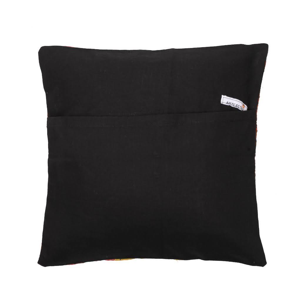 Black Back Silk Patchwork Kantha Cushion cover Cushions Arteastri