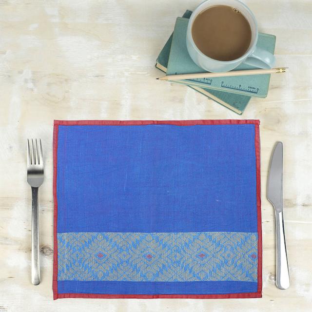 Blue Yellow Axomiya Cotton Table Mats Tablemats Arteastri