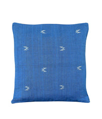 Blue White Cotton Cushion Cover- 16x16 - Pack of 1