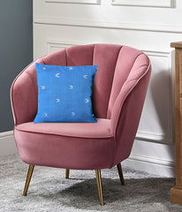 Blue White Cotton Cushion Cover- 16x16 - Pack of 1