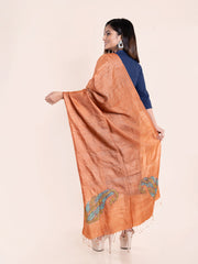 Brown Kantha Tussar Silk Dupatta