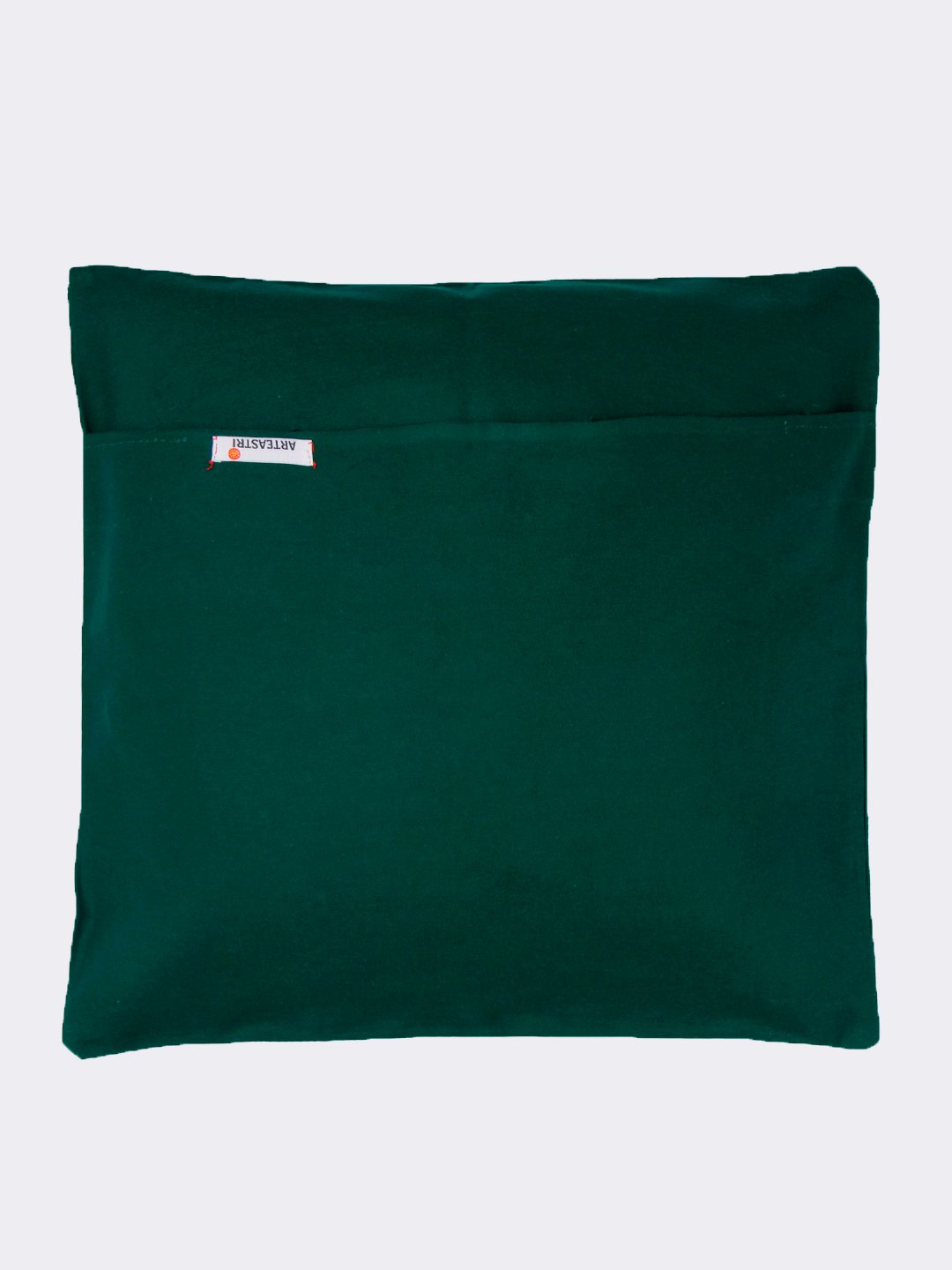 Green Handcrafted Kantha Web Cushion Cover - Arteastri