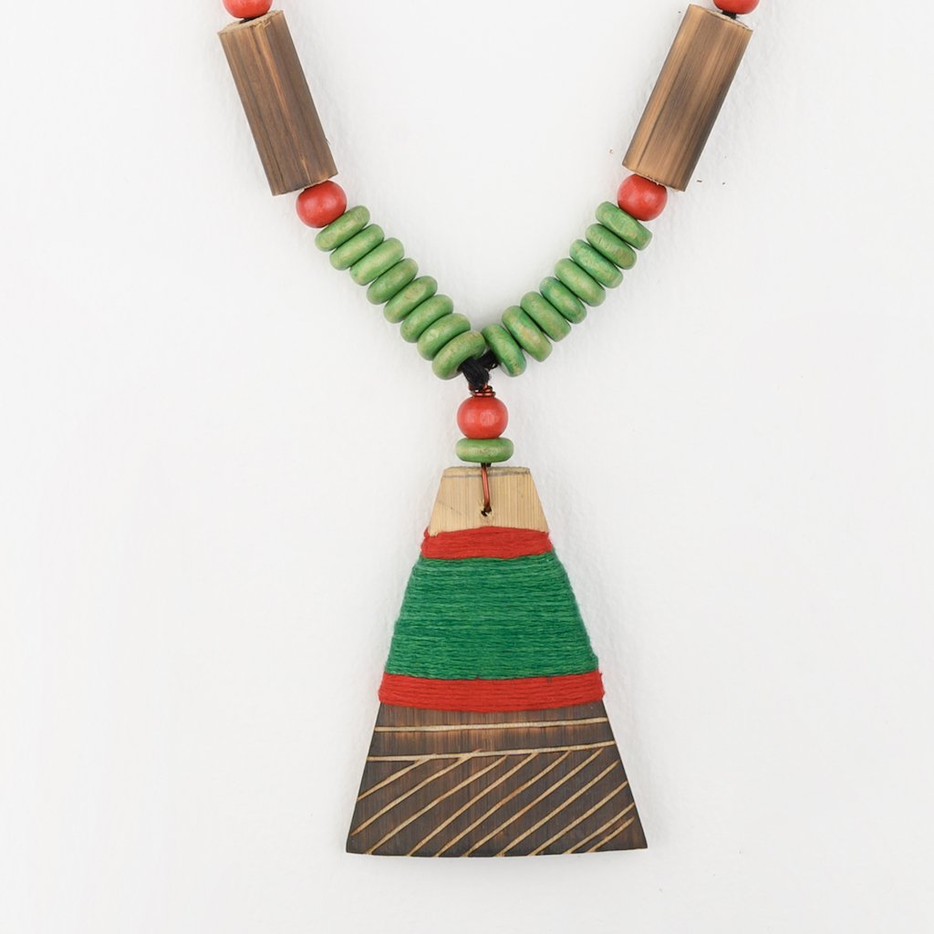 Green Red Bamboo Tribal Jewellery Set JEWELLERY Arteastri
