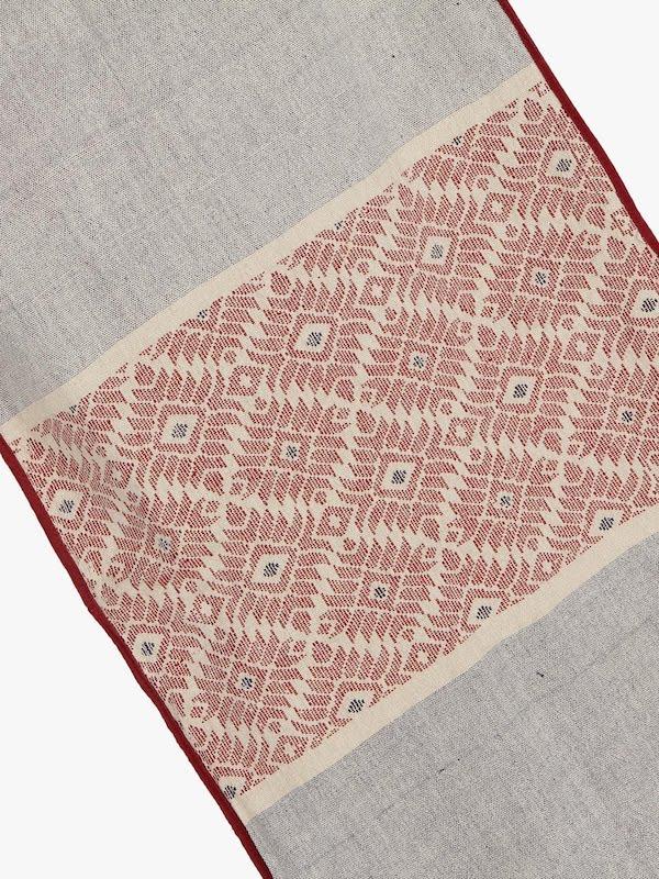 Grey Maroon Dhuniya Handloom Cotton Table Runner Runners Arteastri