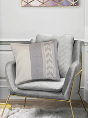 Handcrafted Ivory Grey Cotton Cushion Cover - Arteastri