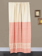 Handloom Cotton Ivory Pink Rod Pocket Door Curtain - Arteastri