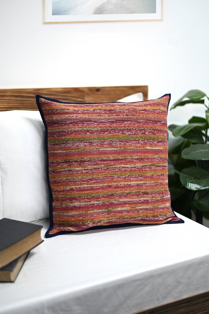 Handloom Khesh Cotton Cushion Covers- Reddish Navy Cushions Arteastri