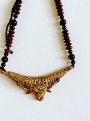 Maroon Handmade Dokra Mahishashura Pendant - Arteastri