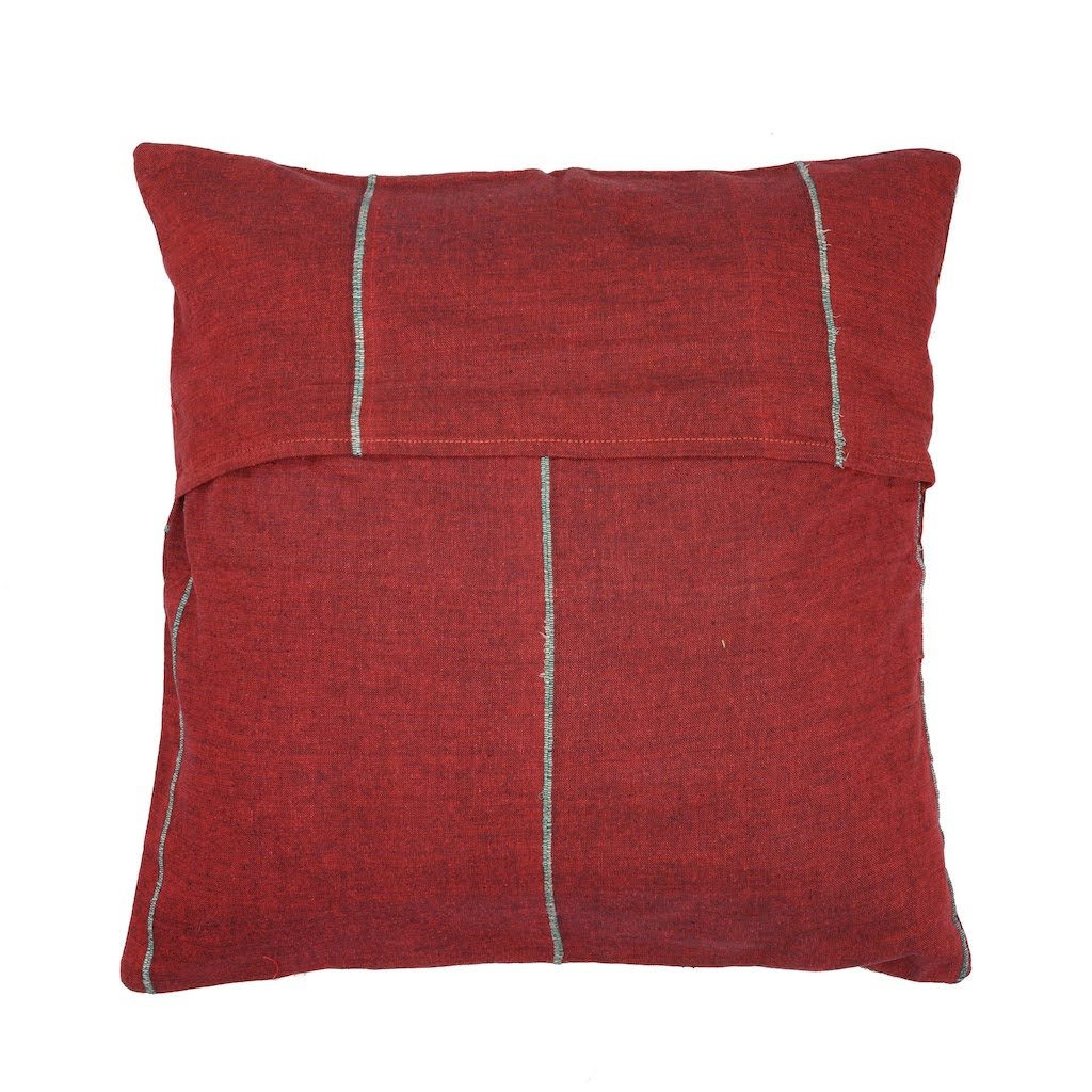 Maroon Yellow Handcrafted Kantha Cotton Cushion Cover Cushions Arteastri