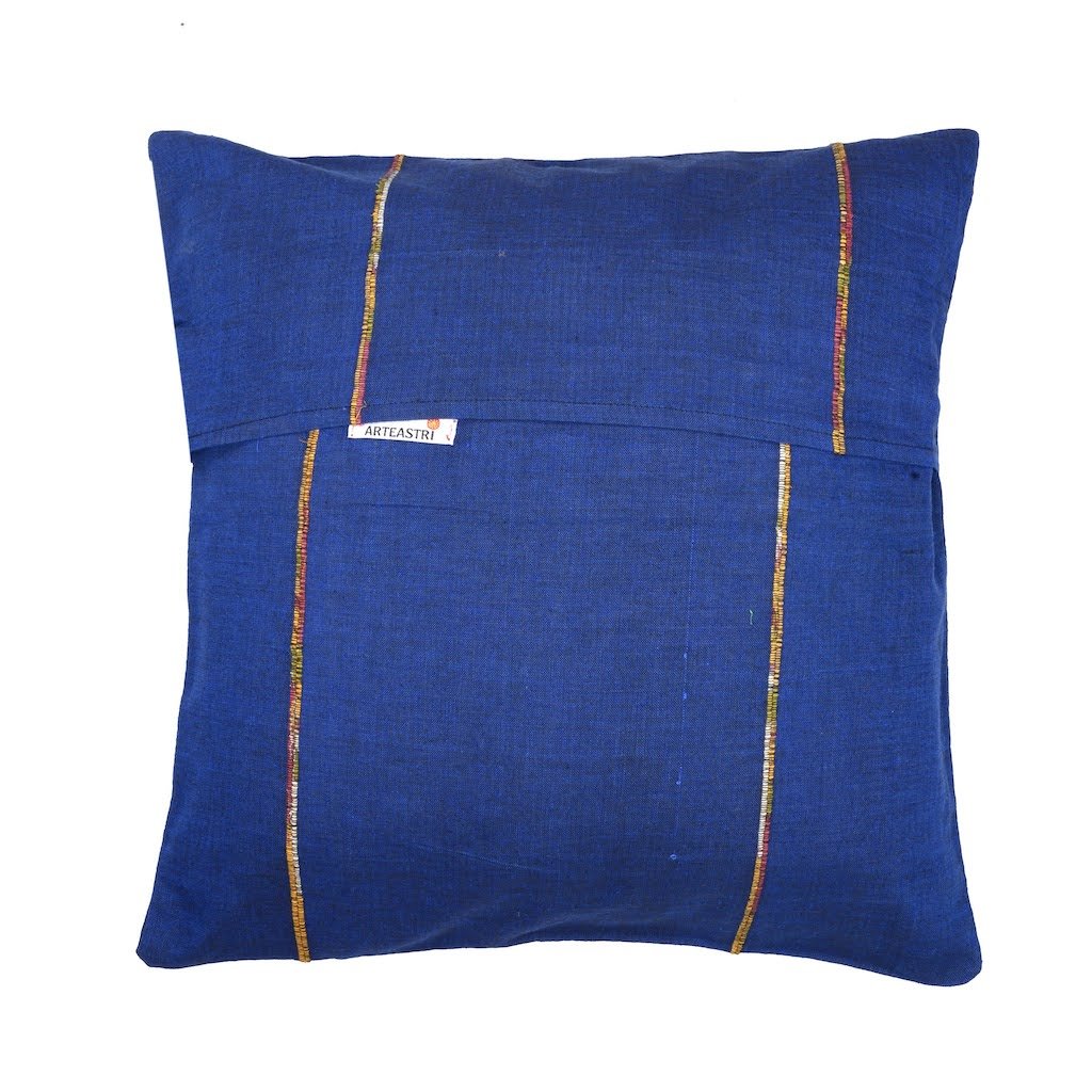 Navy White Handcrafted Kantha Cotton Cushion Cover Cushions Arteastri