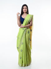 Green Yellow Jamdani Silk Saree