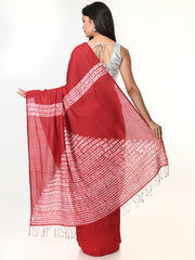 Maroon Woven Shibori Cotton Saree
