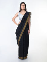 Black Gold Jamdani Silk Saree