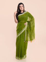 Handloom Jamdani Cotton Saree Without Blouse Piece