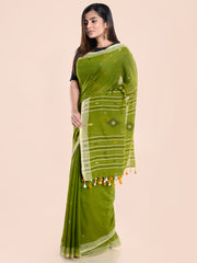 Handloom Jamdani Cotton Saree Without Blouse Piece