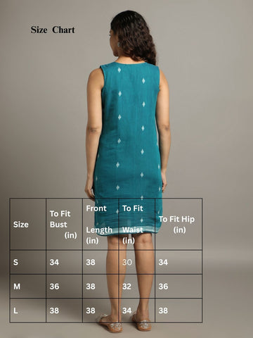 Teal Cotton Handloom Dress