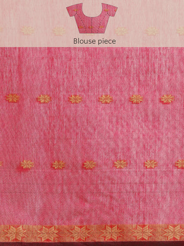 Magenta & Grey Zari Buti Silk Cotton Saree with blouse piece