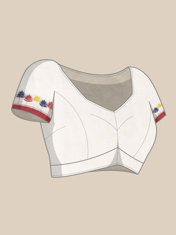 ArtEastri Handloom White Red Kantha Saree with Blouse piece