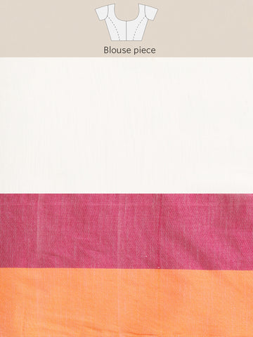 ArtEastri Colorblock Pure Cotton Saree with Blouse piece
