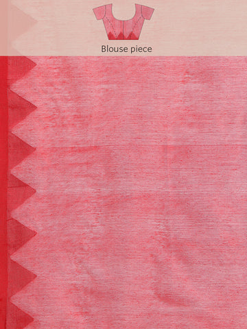 ArtEastri White Red Silk cotton Saree with Blouse piece