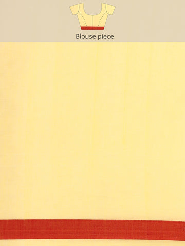 Handloom Solid Cotton Saree with Blouse Piece