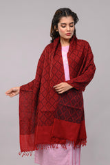 Maroon Jacquard  Wool Stole