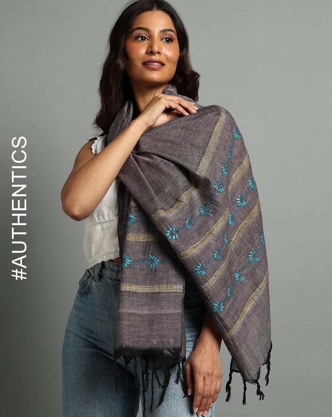 Handcrafted Khesh Kantha Cotton Stole