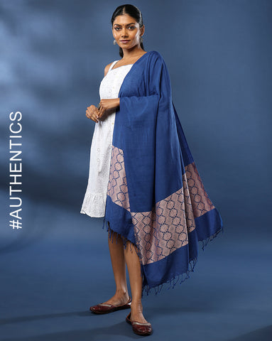 Handwoven Blue Cotton Eri Stole