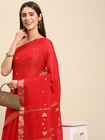 Handloom Zari buti  Jamdani Cotton Saree with blouse piece