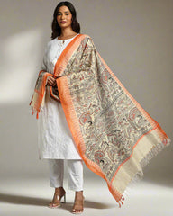 Pure Cotton Madhubani Print Dupatta- Krishna Palki