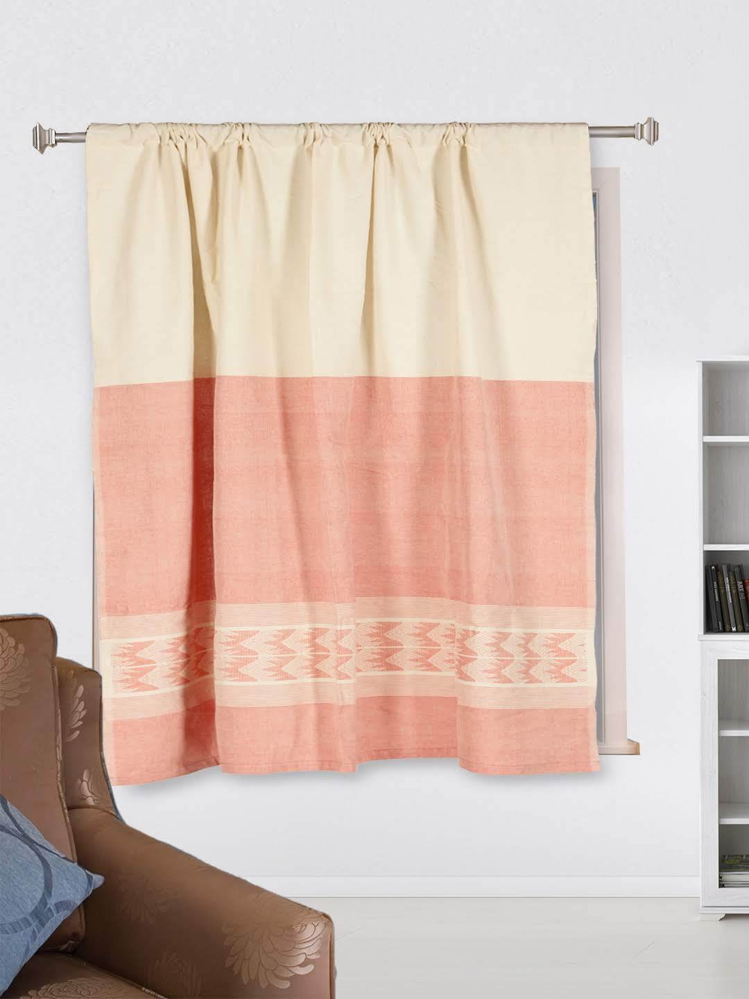 Ivory Pink Cotton Rod Pocket Curtain- Single Panel