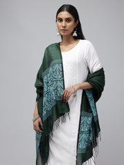 Green Blue Handloom Silk cotton Assamese Dupatta
