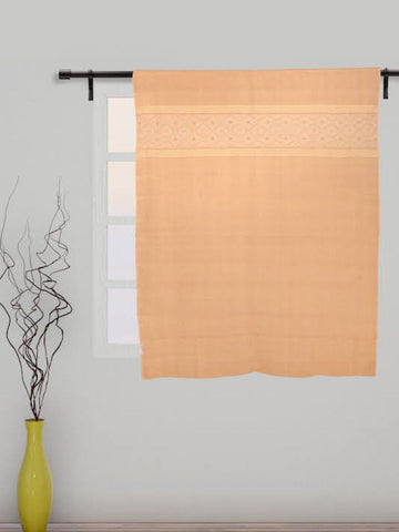 Beige and Cream Cotton Rod Pocket Curtain- single Panel