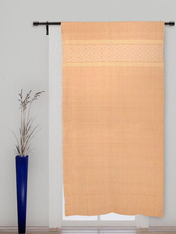 Beige and Cream Cotton Rod Pocket Curtain- single Panel