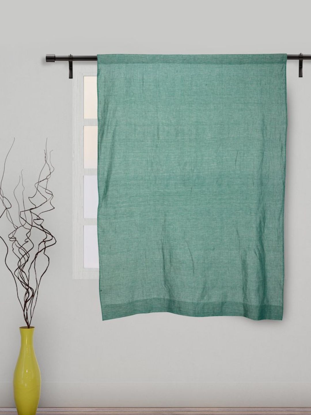 Green Pure Linen Curtain