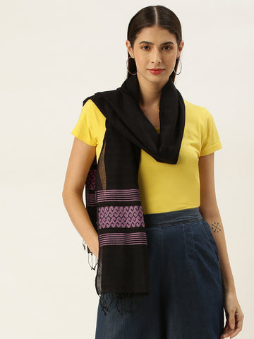 Black Mauve Handloom Cotton Stole