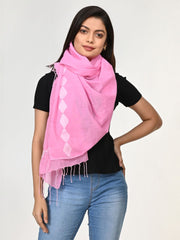 Pretty Pink white Jamdani Cotton  Stole