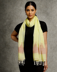 Lime Green Jamdani Cotton  Stole