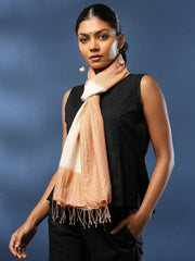 ArtEastri Beige & Cream Hand Woven Pure Silk Shibori Stole