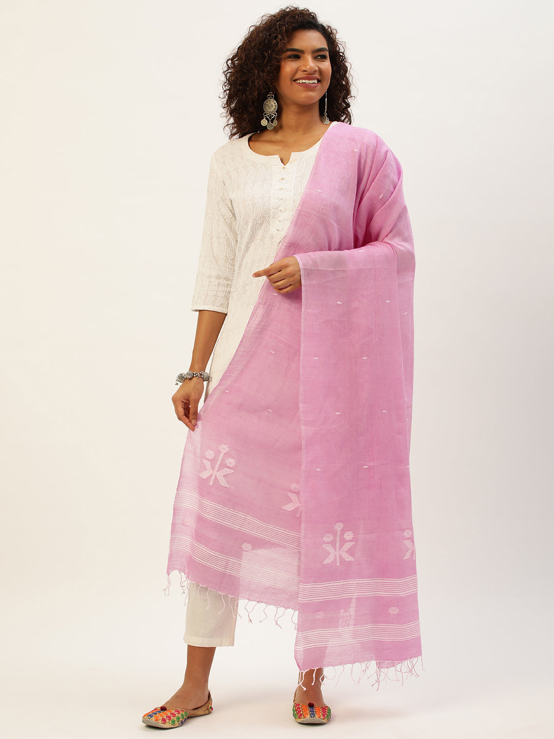 Handcrafted Jamdani Mul Cotton Dupatta