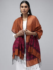 Copper Magenta Assamese Handloom Silk cotton Dupatta